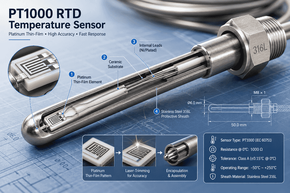 PT1000 RTD Resistance Table: Complete Chart (-200°C to 850°C) per IEC 60751